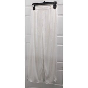 ELISABETTA FRANCHI White 100% Coverage‎ Sequin Wide Leg Pants sz S